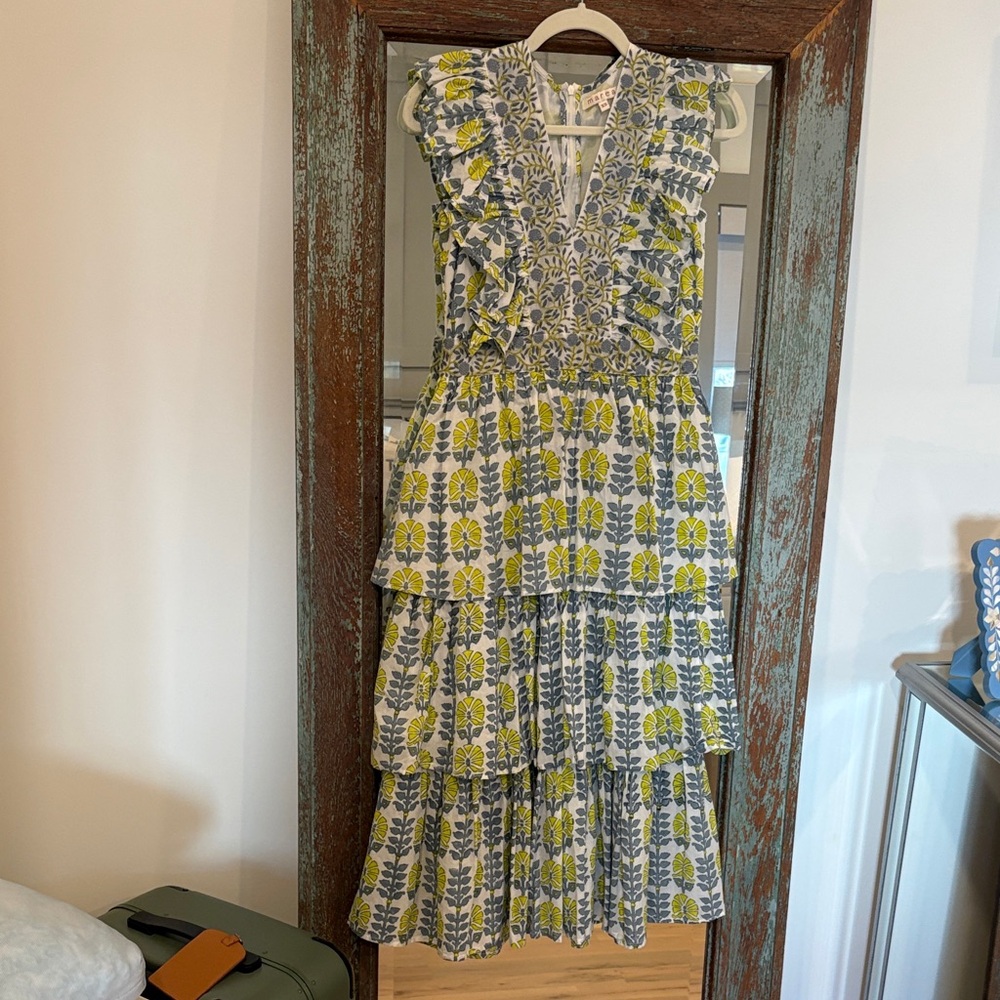 NWOT Marea Floral Patterned Dress with Yellow and Gray Accents - size XS